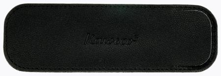 Pochette Eco modle long  en cuir de vachette noir pour 2 stylos. Impression Kaweco.