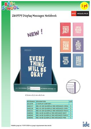PROMO DISPLAY MESSAGES NOTEBOOK: 30 x notebook A4 et A5 quadrill.