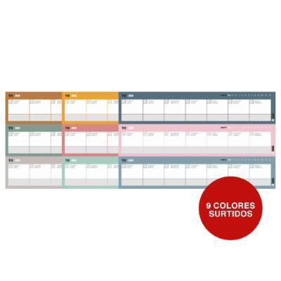 Planning hebdomadaire horizontal, TO-DO, 9 couleurs.