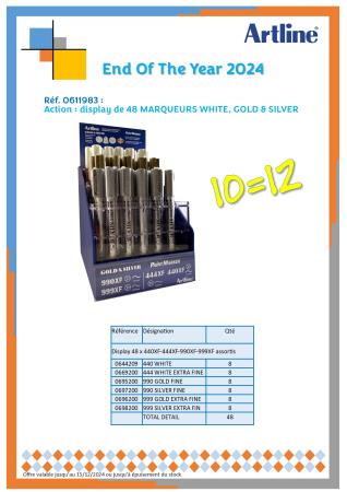 PROMO Display 48 pices white, gold, silver. 10=12.