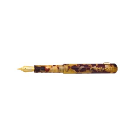 Stylo-plume Niblet Tortoise Gold Trim. Pointe fine. Ecrin cadeau vintage.