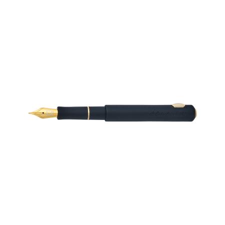 Stylo-plume Niblet Black Raven Gold Trim. Pointe stub. Ecrin cadeau vintage.