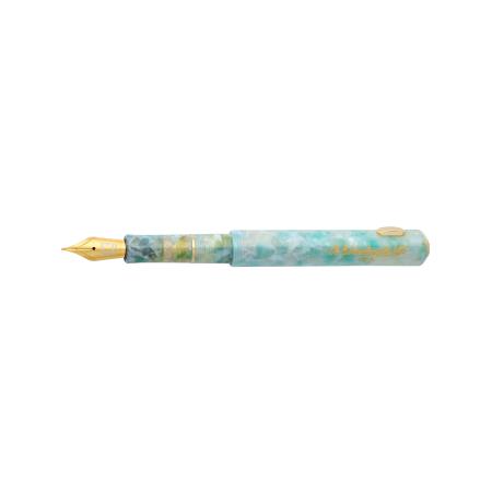 Stylo-plume Niblet Sea Glass Gold Trim. Pointe stub. Ecrin cadeau vintage.