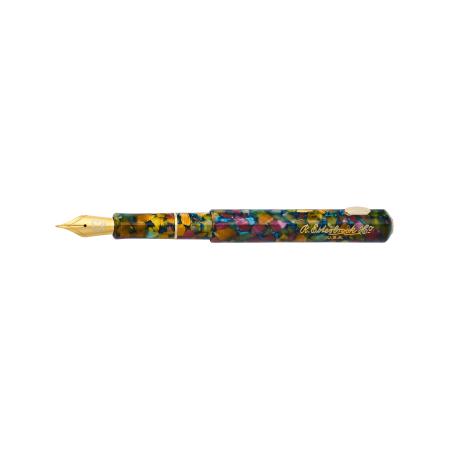 Stylo-plume Niblet Botanical Garden Gold Trim. Pointe stub. Ecrin cadeau vintage.