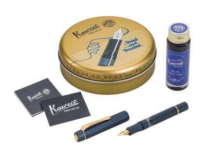 Piston Sport Al Navy starter set: set avec stylo-plume pointe extra-fine et flacon d'encre.