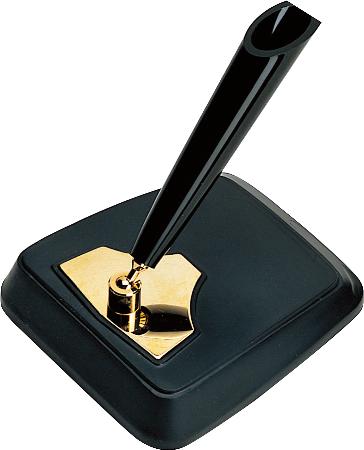 Porte-stylo plume de bureau en résine noire. (stylo-plume non fourni)