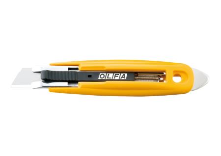 OLFA SK-9 Safety � un cutter de s�curit� pratique avec coupe-ruban adh�sif int�gr� !