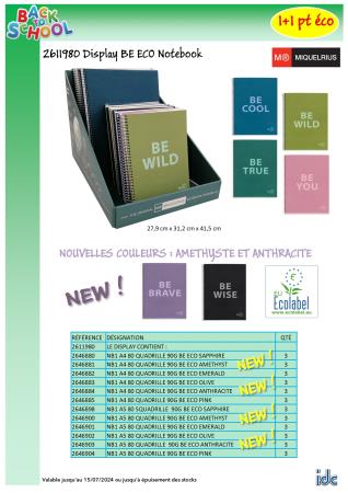 PROMO DISPLAY BE ECO NOTEBOOK: 36 x notebook A4 et A5 quadrill.