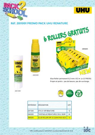 PROMO PACK RENATURE : 6 GLUE ROLLER DRY AND CLEAN ECO GRATUITS .