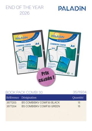 Achetez 15 Paladin Combibook Comfort 30 noirs et 15 verts et profitez du prix d�achat net !