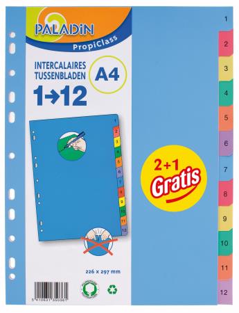 Pack de 2+1 sets contenant : Index standard A4 1-12.