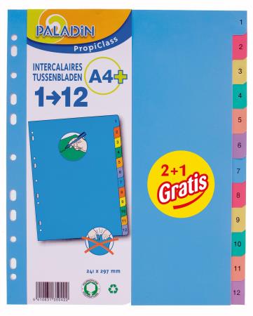 Pack de 2+1 sets contenant : Index standard A4+  1-12.