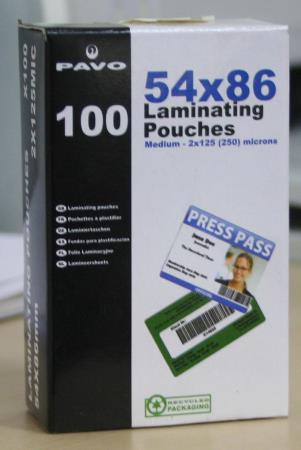 100 pochettes de plastification medium 54 X 86 2 x125 (250) microns.